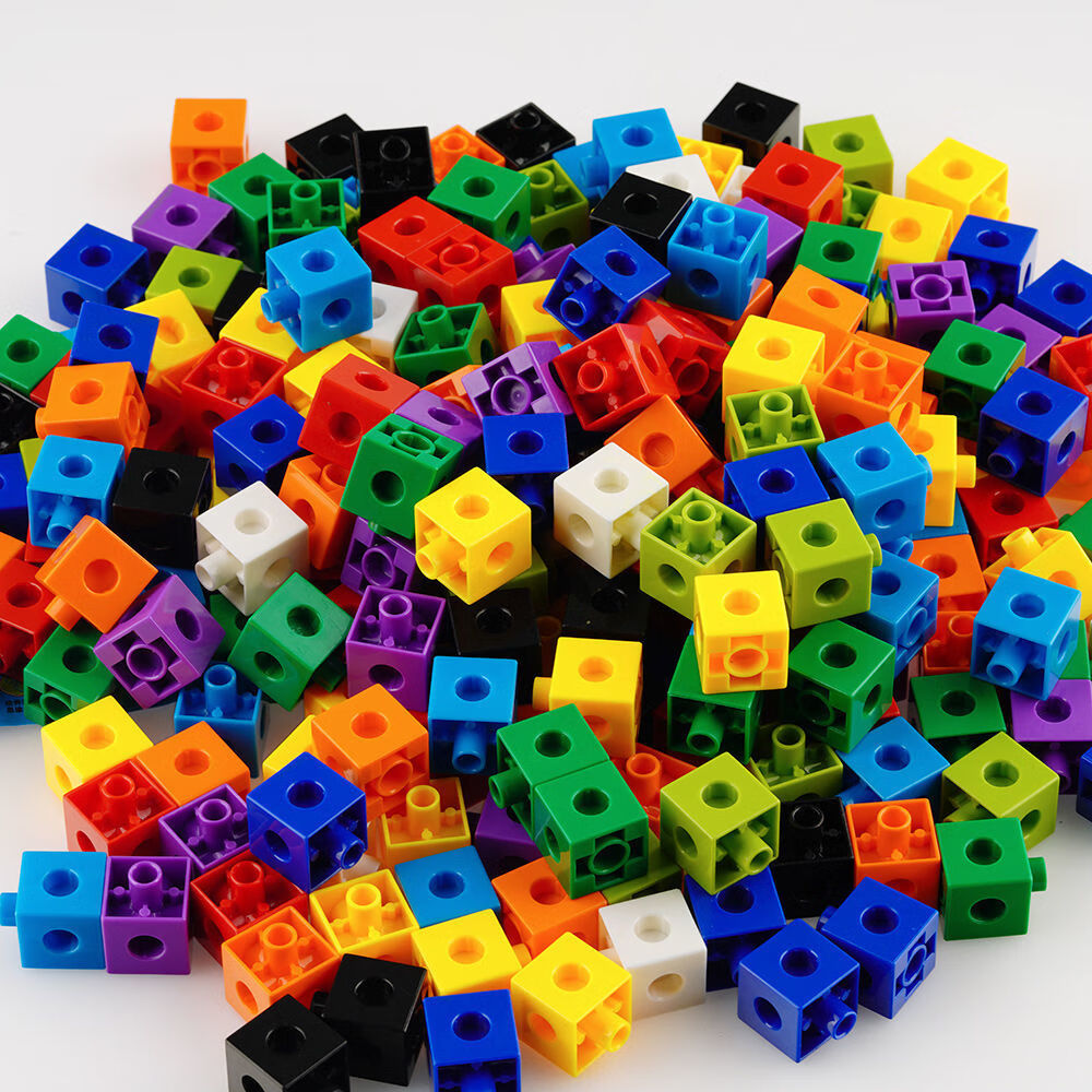 沐瑾儿童拼装玩具正方体六面方块积木蒙氏数学教具开发36岁盒装方块拼