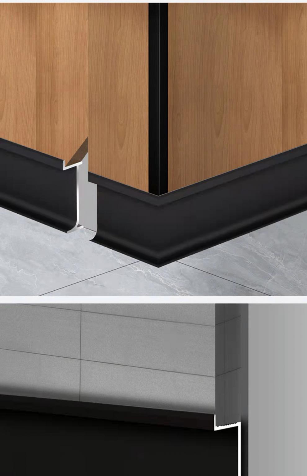 踢脚线铝合金 铝合金内嵌式踢脚线2cm迷你金属3cm白色护墙板保护线条