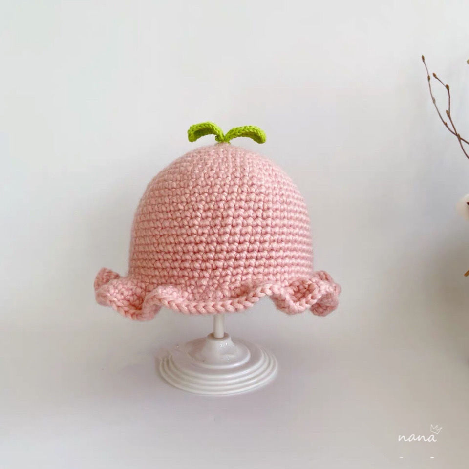 新品成品手工钩织毛线宝宝帽子套装手工编织新款萌芽帽手工毛线帽子