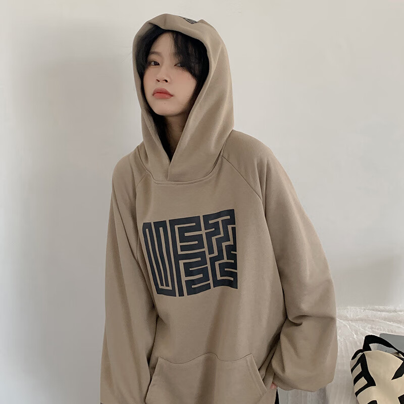 拉夏贝尔la卫衣女秋冬季加绒加厚连帽长袖卫衣学生国潮慵懒情侣装外套