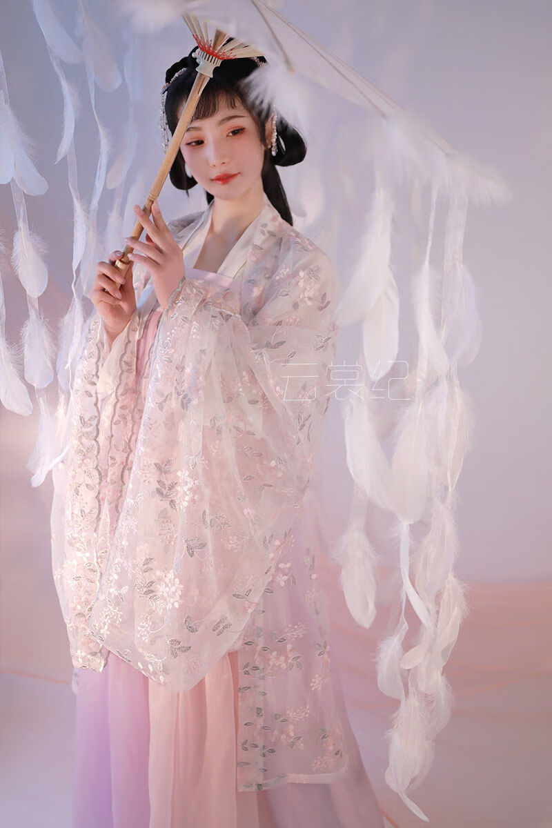 汉服女春樱齐胸粉蓝学生古装衣服女春秋季中国风超仙气襦裙汉元素粉红