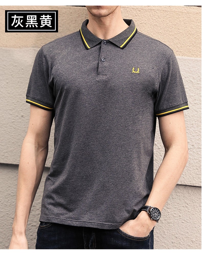 罗威凯狮 翻领polo衫男潮流夏季新款青年休闲半袖短袖男士t恤打底衫