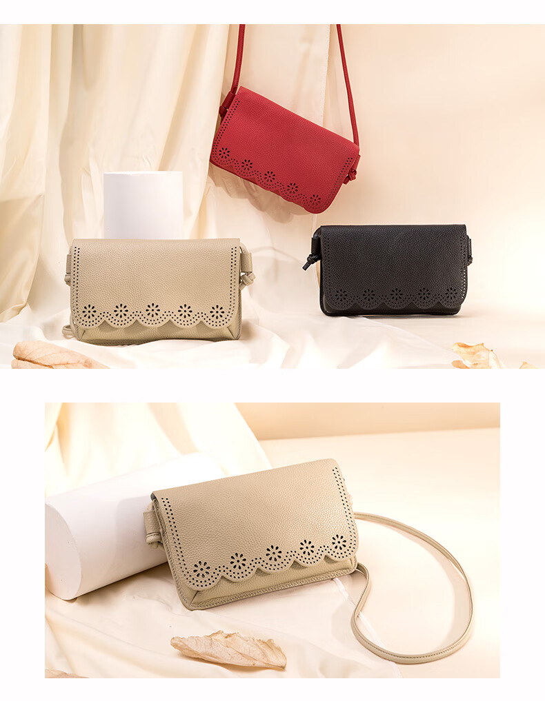 半坡真皮斜挎包2020年新款包包女时尚淑女镂空单肩包百搭小方包潮