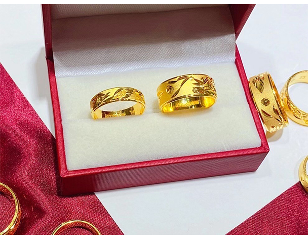 新款结婚对戒婚礼现场用传承古法定制结婚订婚三金礼足金凤戒指约49克