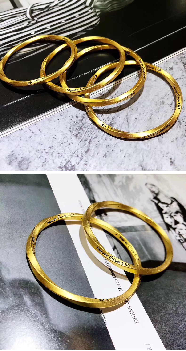 老凤凰 999足金莫比乌斯环手镯女情侣网红字母黄金个性麻花镯子3d硬金