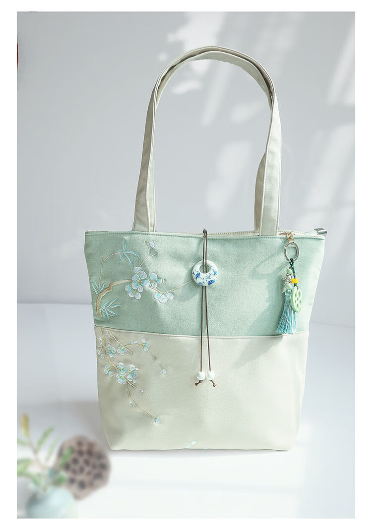 新店上新森系文艺中国风古风学生帆布书包手提布包单肩包女定制梅竹