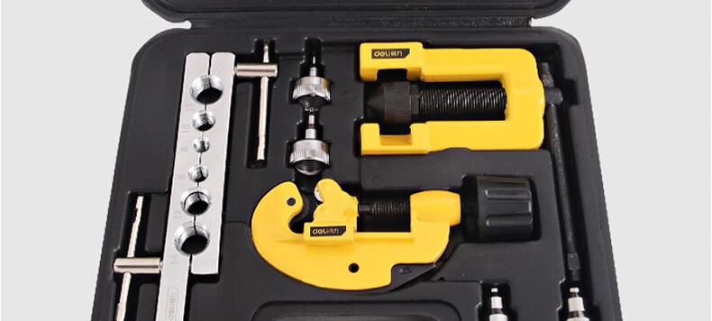 得力deli铜管扩管器套装偏心空调铜管扩口器制冷维修工具扩孔胀管器