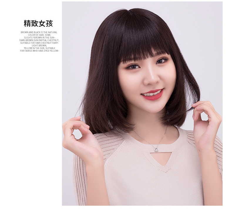 假发刘海女自然前额圆脸假发片女真发头顶补发片女中老年中长遮白发