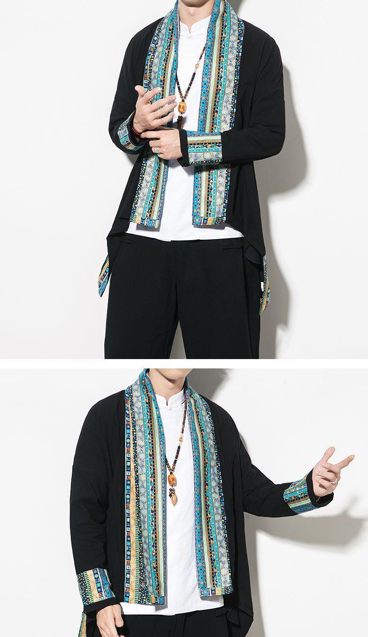 藏族服装男外套藏装男士新款春夏藏式潮款青年藏族服饰藏袍服装民族风