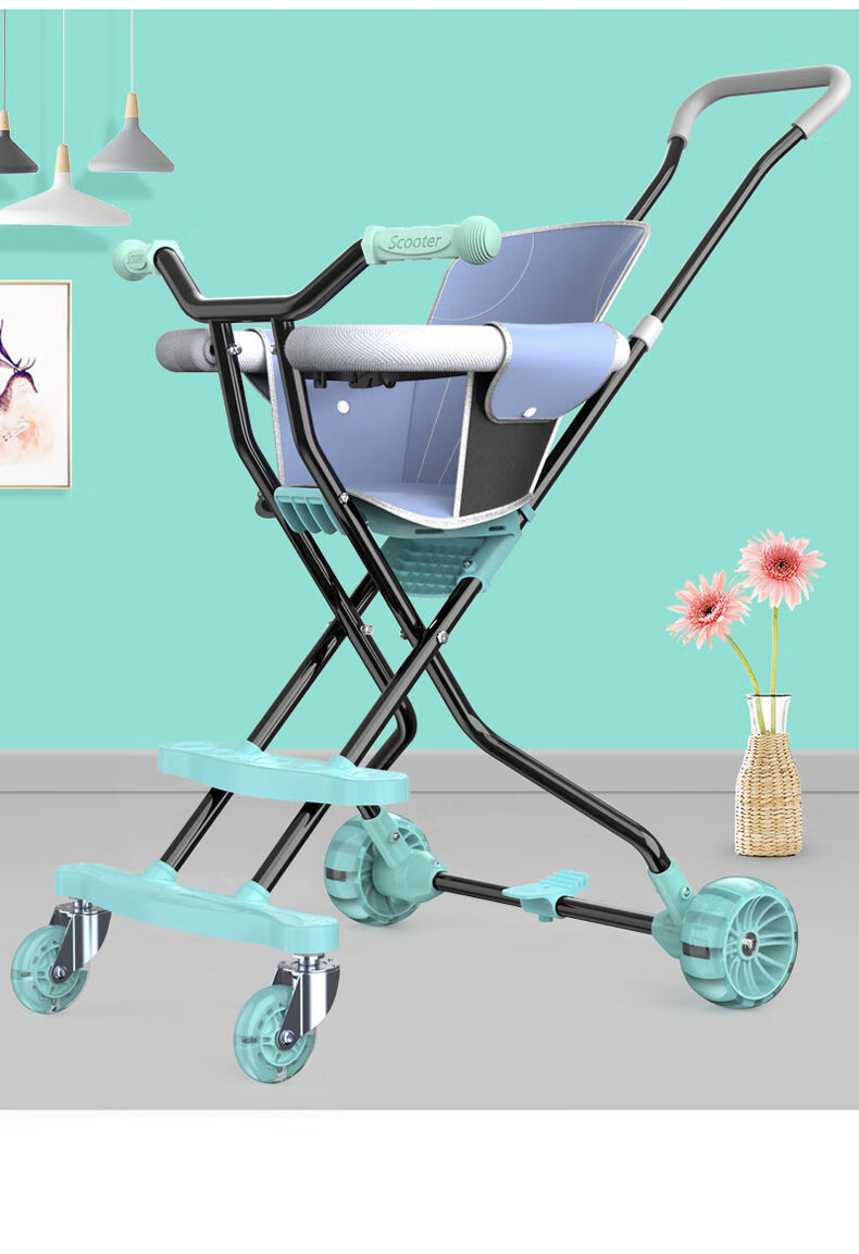 溜娃神器便携婴儿手推车遛娃神器轻便折叠1-3-5岁带娃出门 黑色升级双