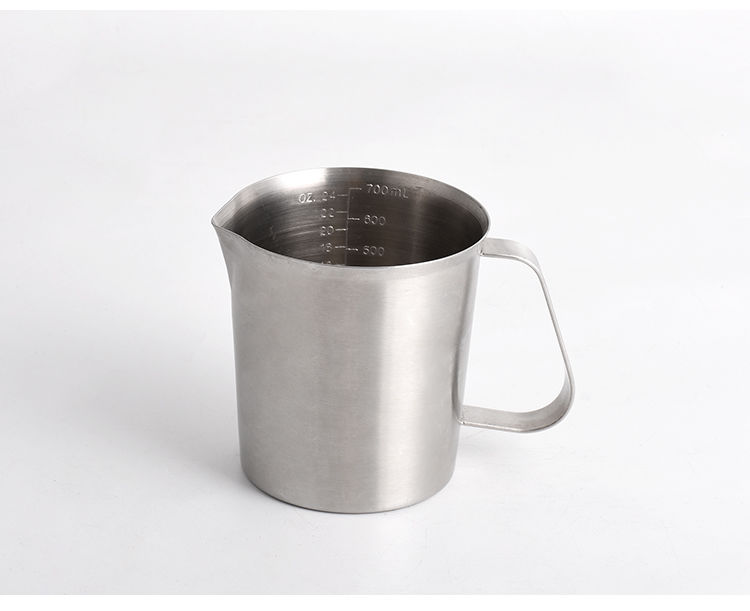 不锈钢304刻度量杯奶茶咖啡用品尖嘴2000ml带刻度量杯江门拉花缸沙光