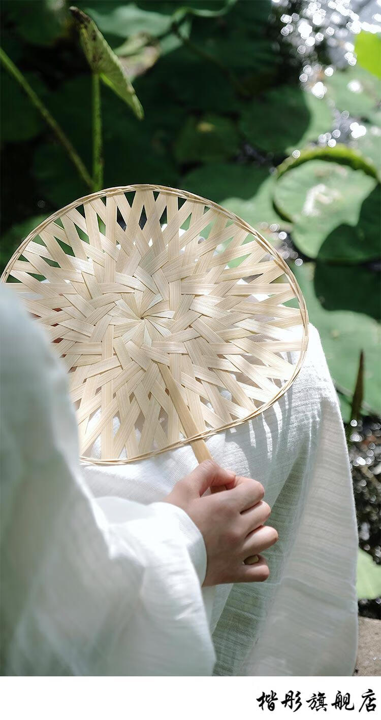 纯手工蒲扇竹加竹编扇子女家用古风团扇蓝色可爱蒲扇竹扇纳凉扇中国风
