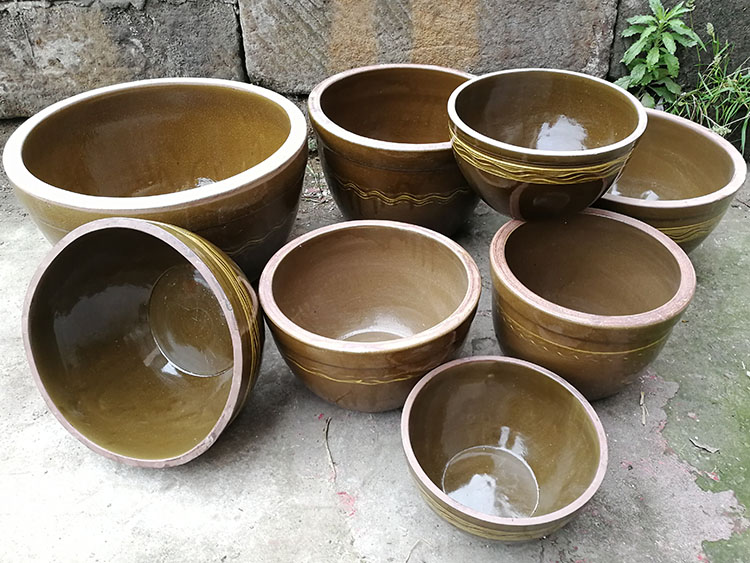 老式土陶瓷养金鱼乌龟睡莲盆荷花缸庭院风景缸书画大水缸种树花盆 容