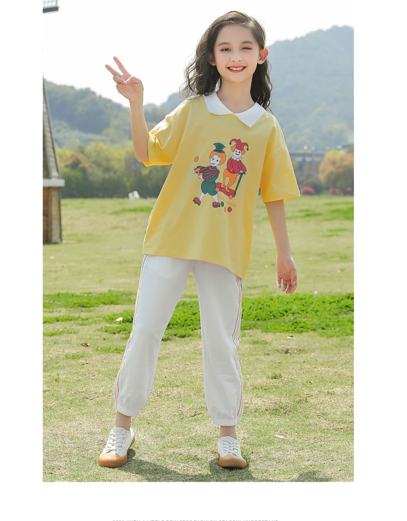 迪士尼disney商场同款女童短袖恤新款网红夏装纯棉套装中大童女装女孩