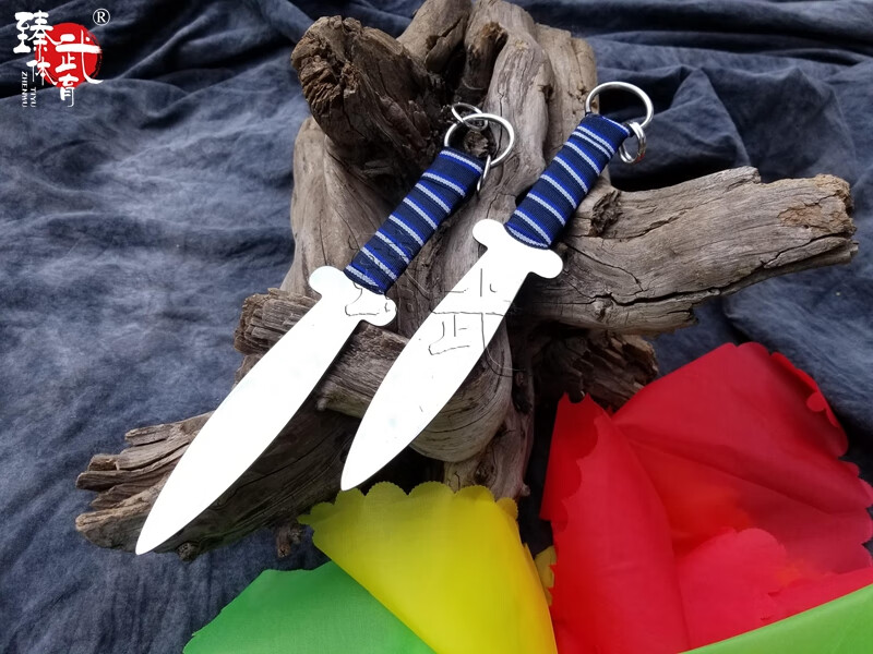 武术套路双不锈钢制表演训练双匕手短刀道具对练比赛表演小刀带脊花梨