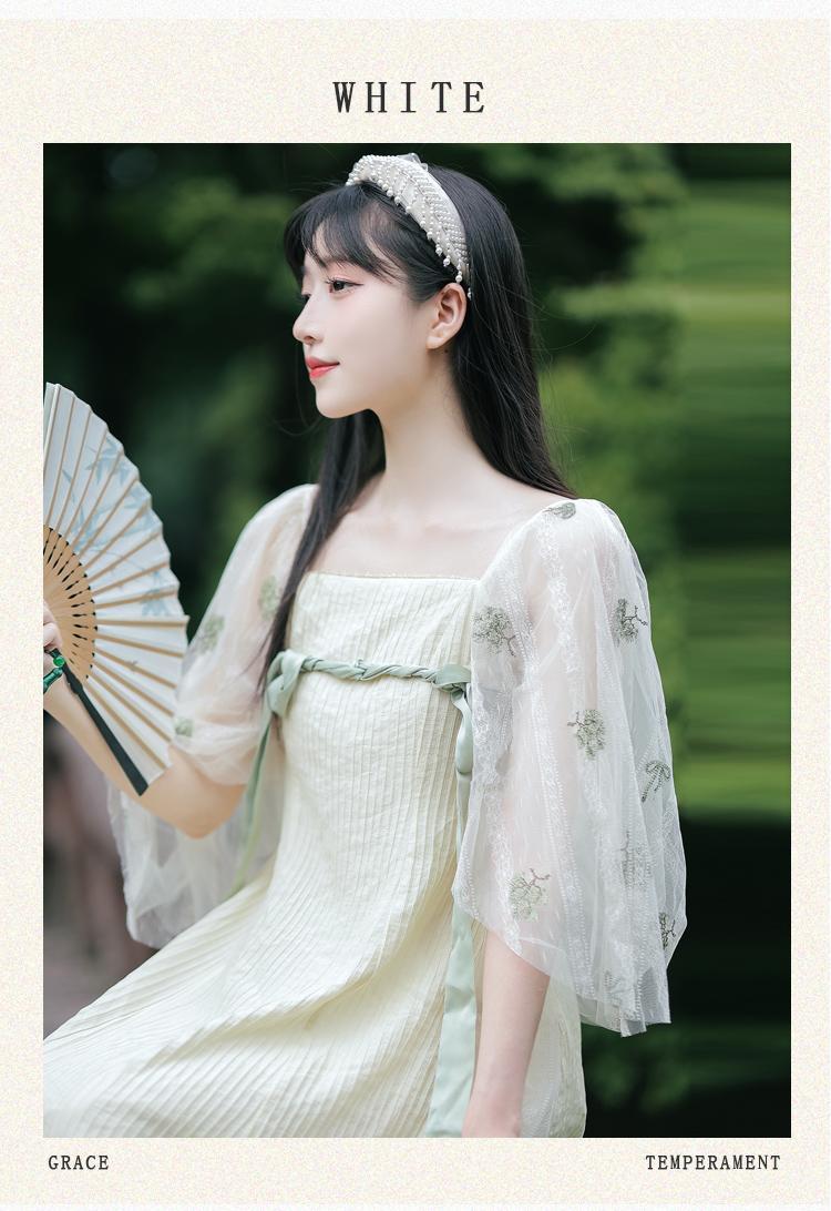 连衣裙国风素清纯女装季仙女裙齐胸襦裙古装仙气飘飘汉服改良连衣裙