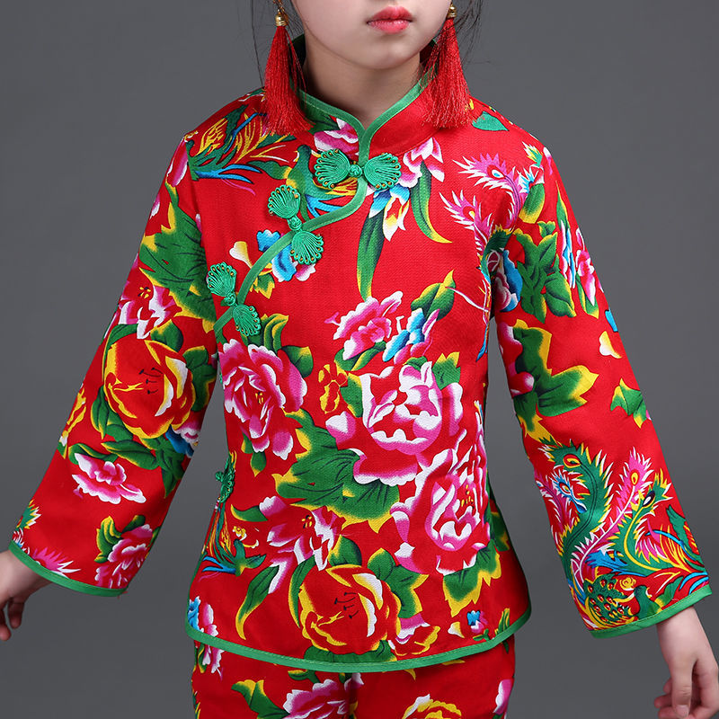 班萨图东北花布花衣服女东北农村老式套装纯棉东北大花布衣服喜庆秧歌