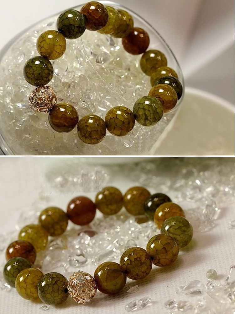 龙纹石龙鳞玛瑙单圈手链男女情侣款佛珠首饰品 12mm【图片 价格 品牌