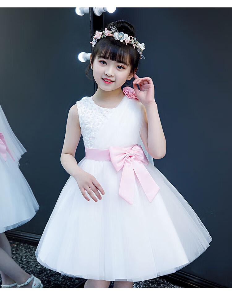 女童连衣裙夏装洋气童装公主裙纱裙夏季礼服女孩演出蓬蓬裙子白色z513