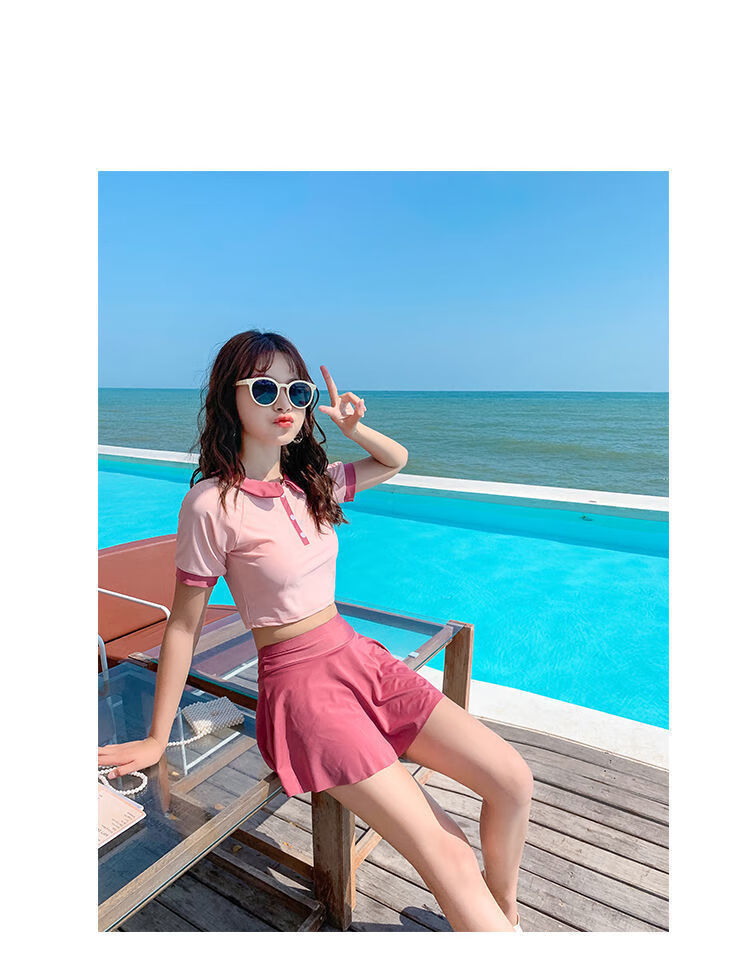 禾佳成女生泳衣少女孩初中生中学生韩版ins风保守显瘦遮肉日系泡温泉