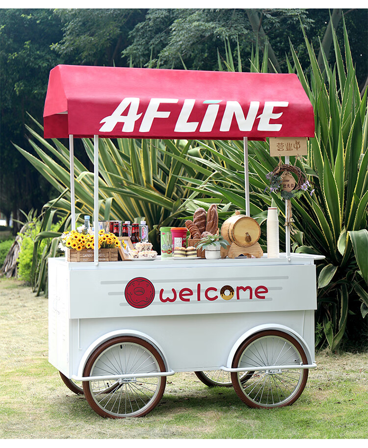 网红冰粉小吃摆摊车网红铁艺花车可移动摊位手推地摊车摆摊小推车夜市