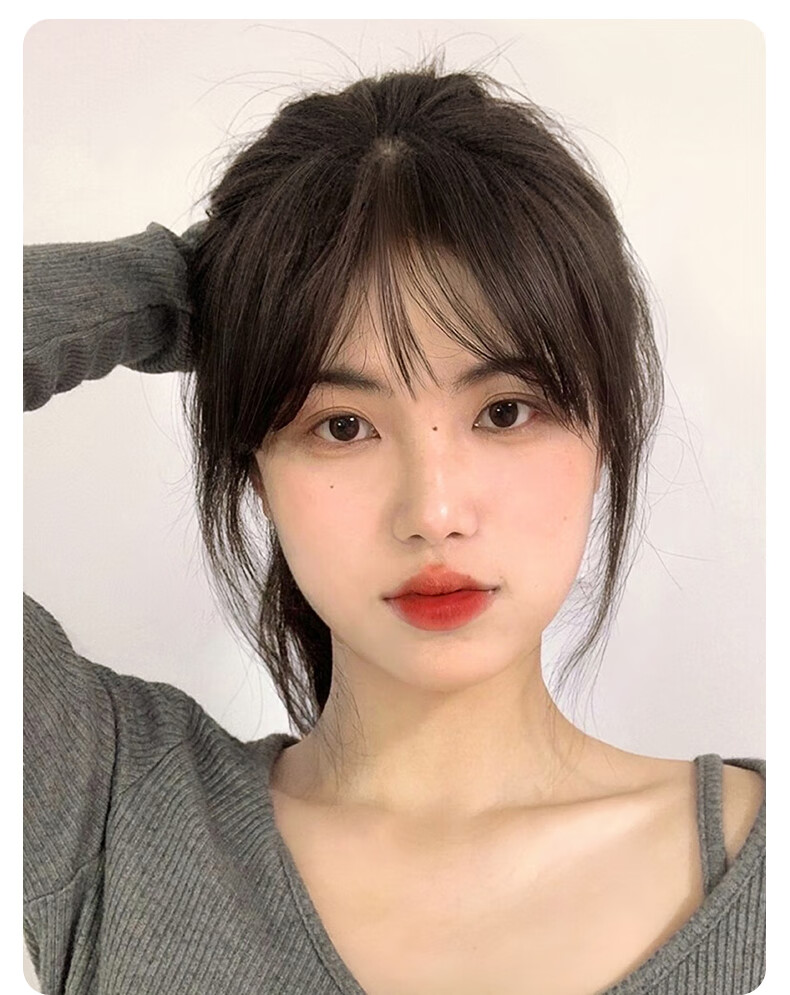 3d法式刘海空气假刘海头顶遮白补发片假发女自然前额全真发假发片全真