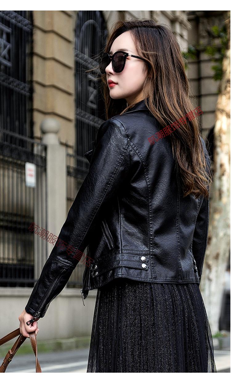 女装小皮衣外套女短款高腰休闲收腰2022年春秋季欧美春秋pu皮夹克黑色