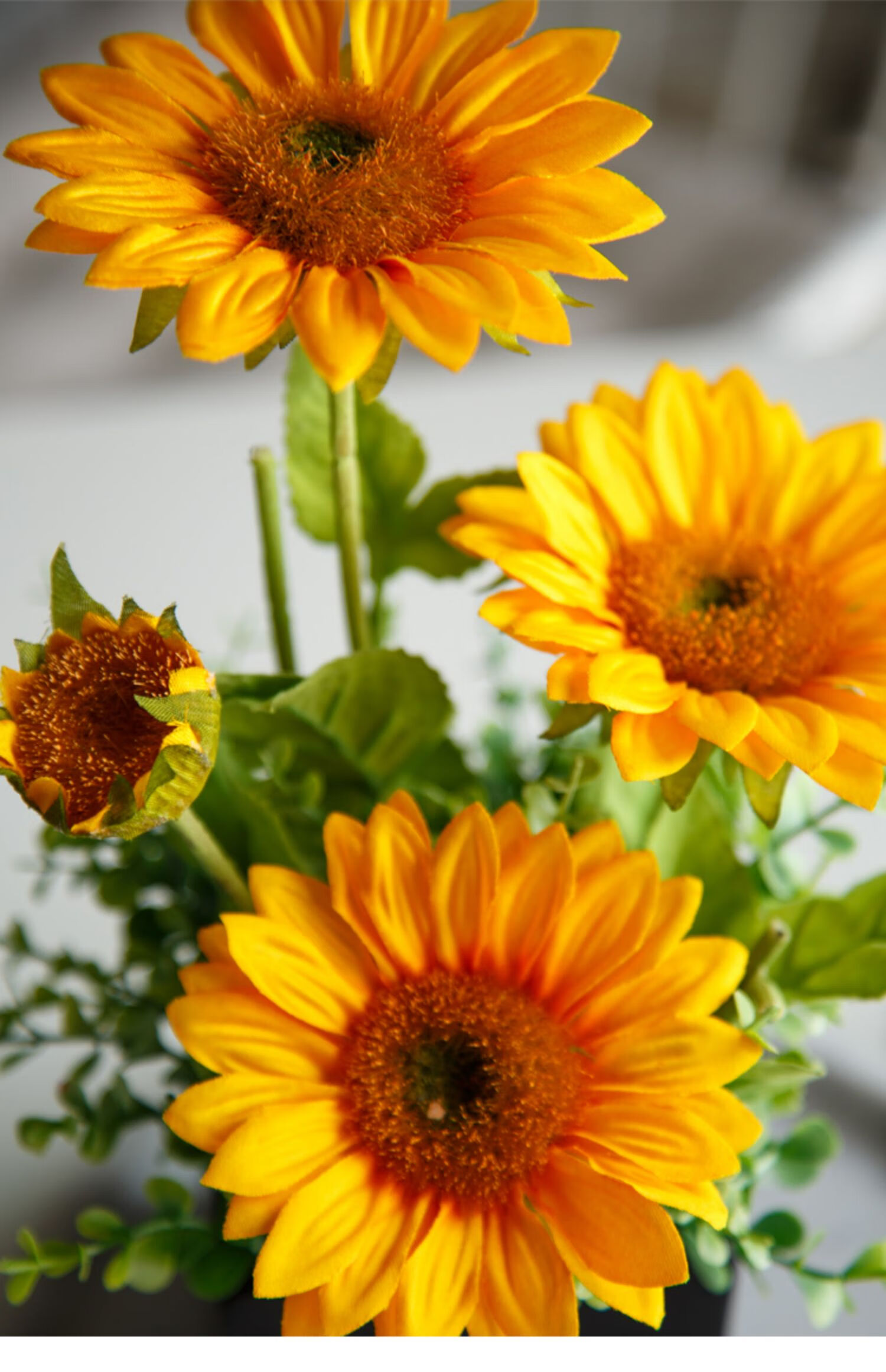 北欧ins仿花向日葵小盆栽室内家居客厅装饰仿假花花艺摆件向日葵黑方