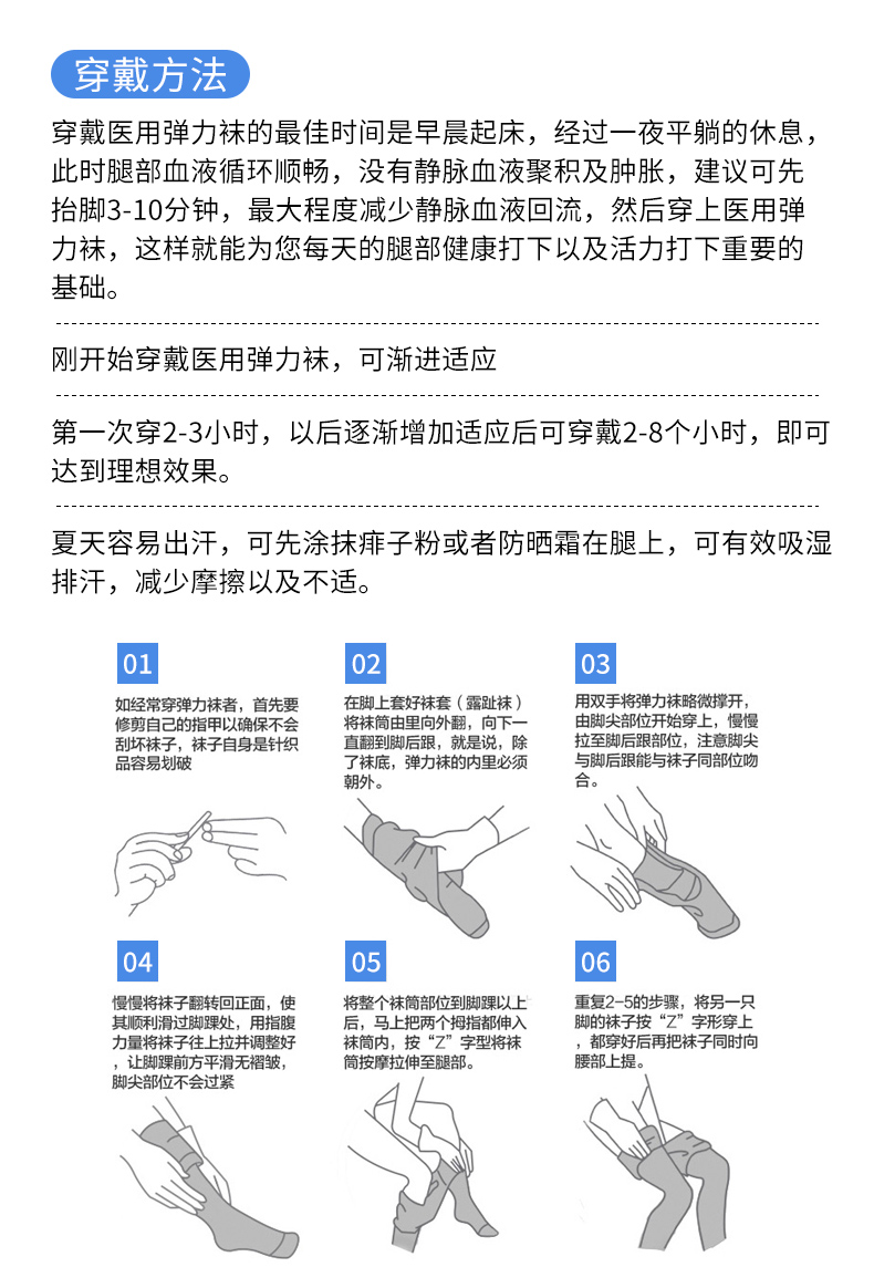 弹力袜的正确穿法图片