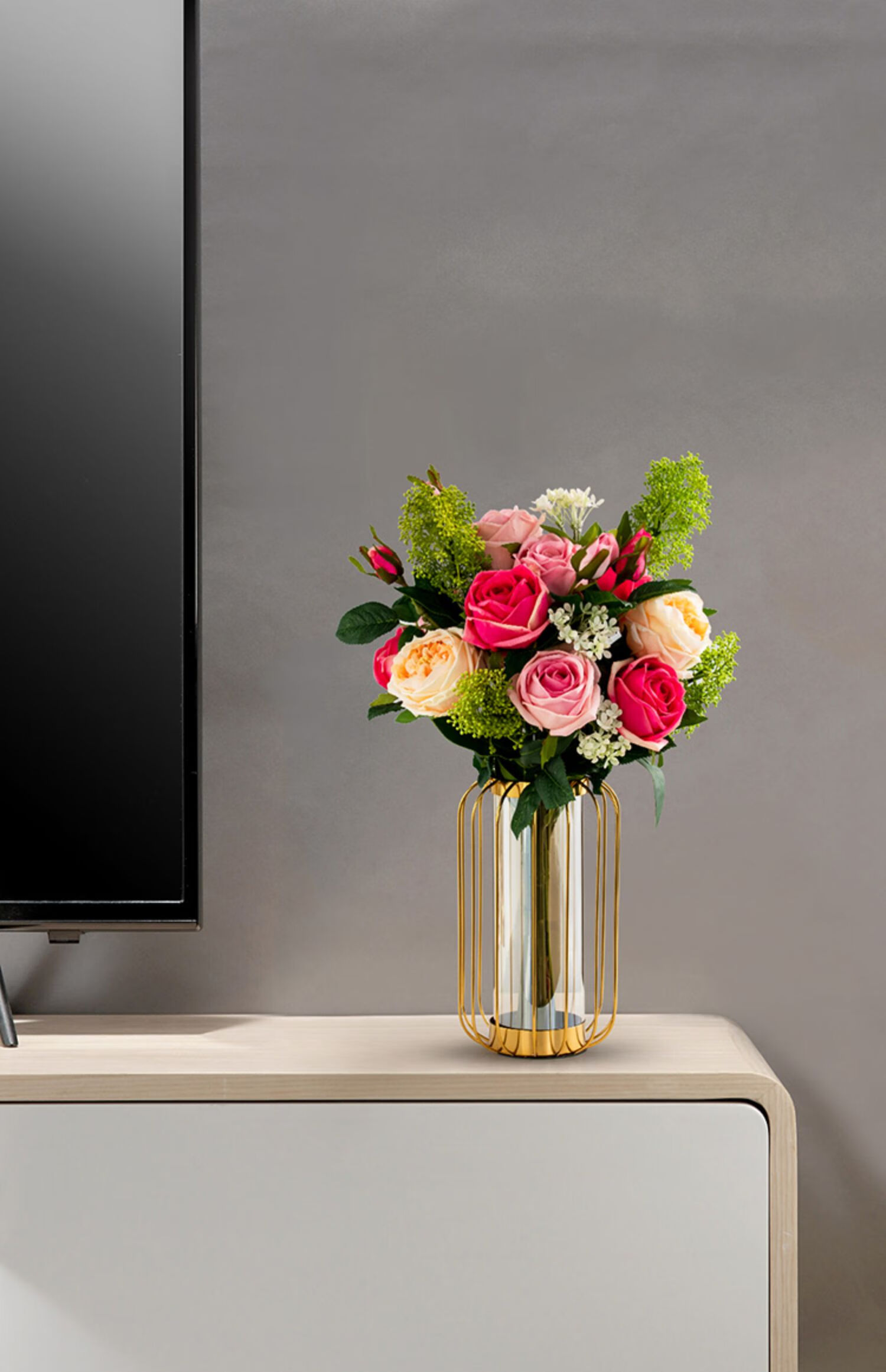 轻奢高档仿真花束客厅假花干花摆设餐桌绢花艺小苹果花园春整体花艺7