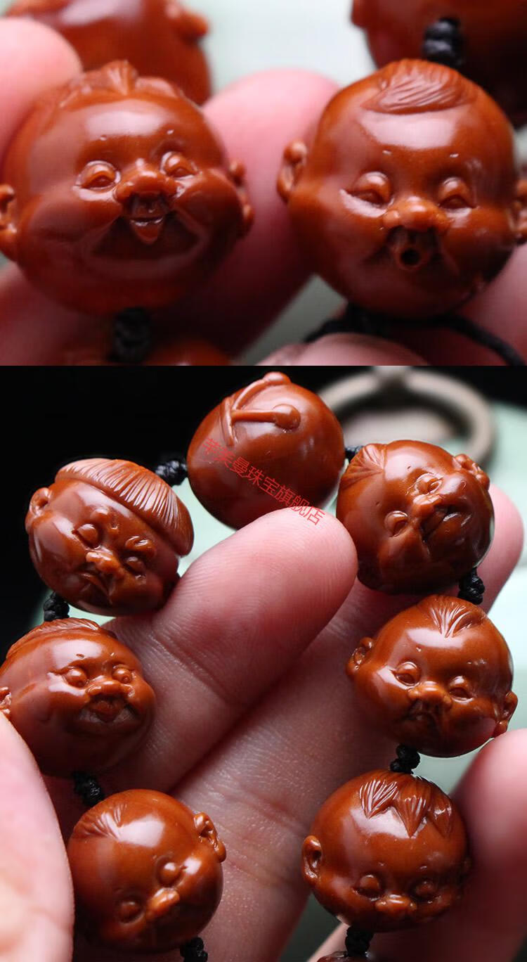 63cuimeng专柜橄榄核雕纯手工雕刻小籽可爱童趣手串橄榄胡十分开心