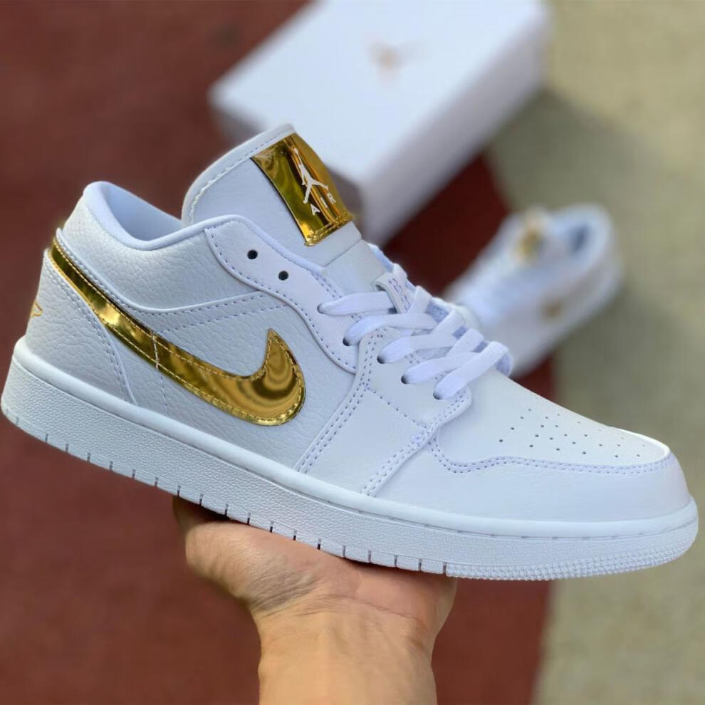 低帮情侣休闲篮球鞋男女同款运动鞋cz4776-100 纯原aj1 low 白金钩 36