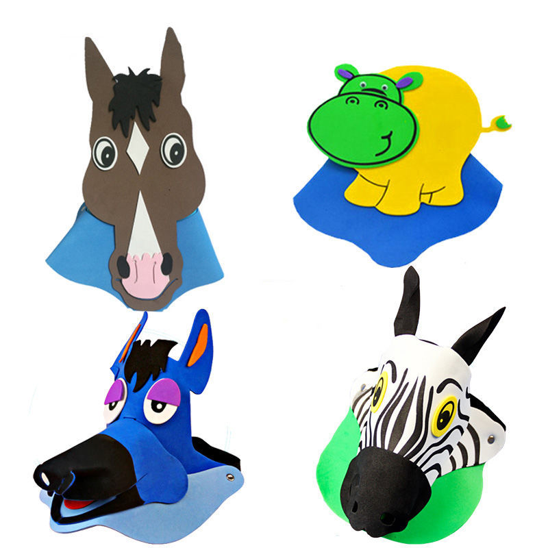 知鹿小马过河头饰松鼠老黄牛头套面具儿童课本剧帽子幼儿园表演道具