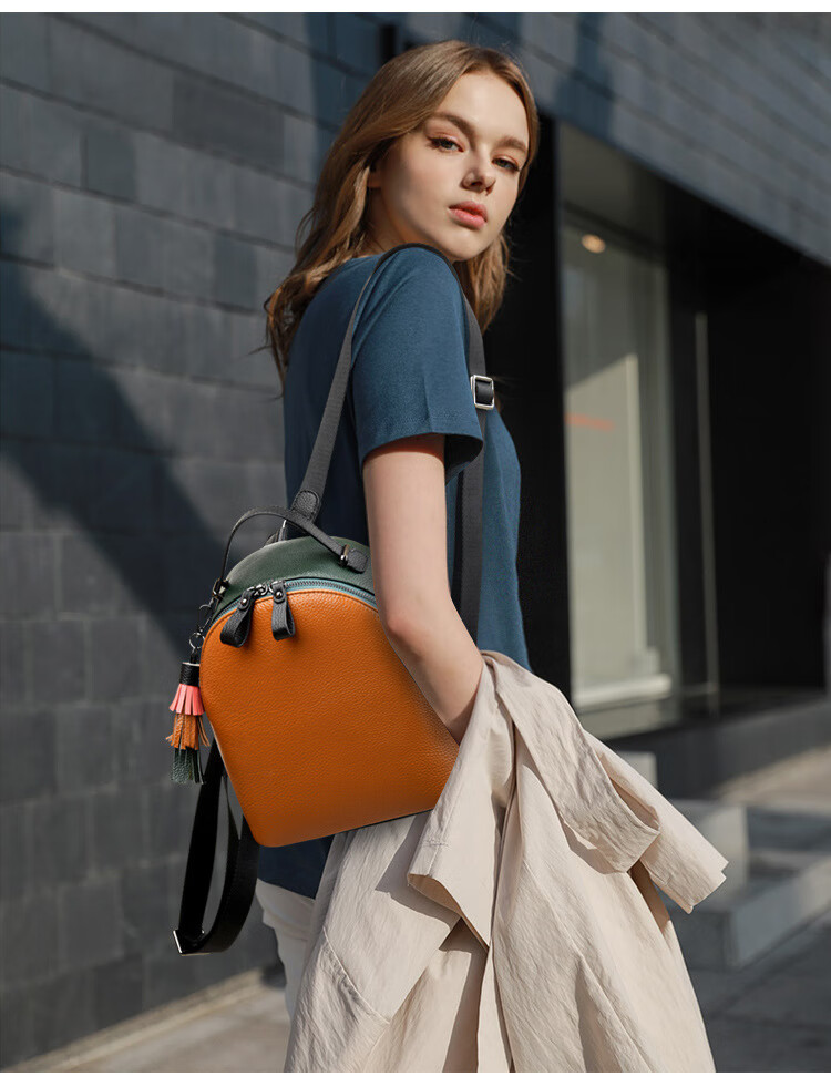 touchmiss轻奢品牌奢侈品双肩包单肩包头层牛皮女包韩版学生书包时尚