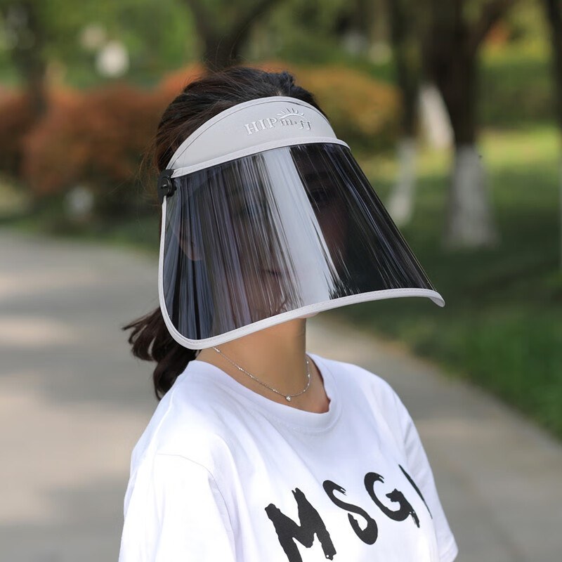 2020款透明遮脸帽防晒遮阳帽女夏天防风太阳帽男透明镜片防护面罩空顶