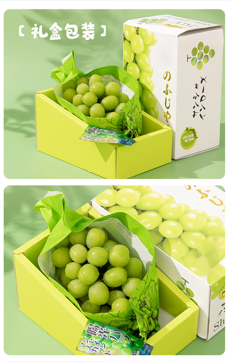 日本品种阳光玫瑰礼盒装晴王云南香印青提葡萄新鲜水果提子过节送礼2