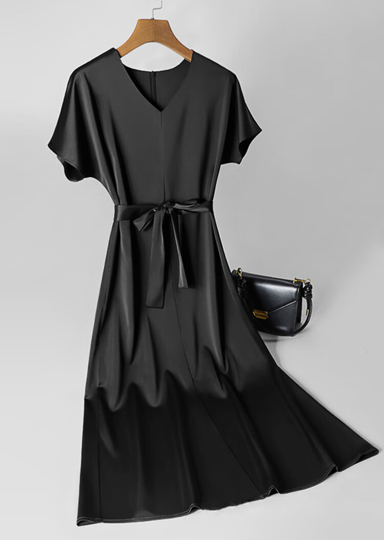 法国奢依君高端进口三醋酸面料连衣裙女感2022年春夏季新款缎面长裙