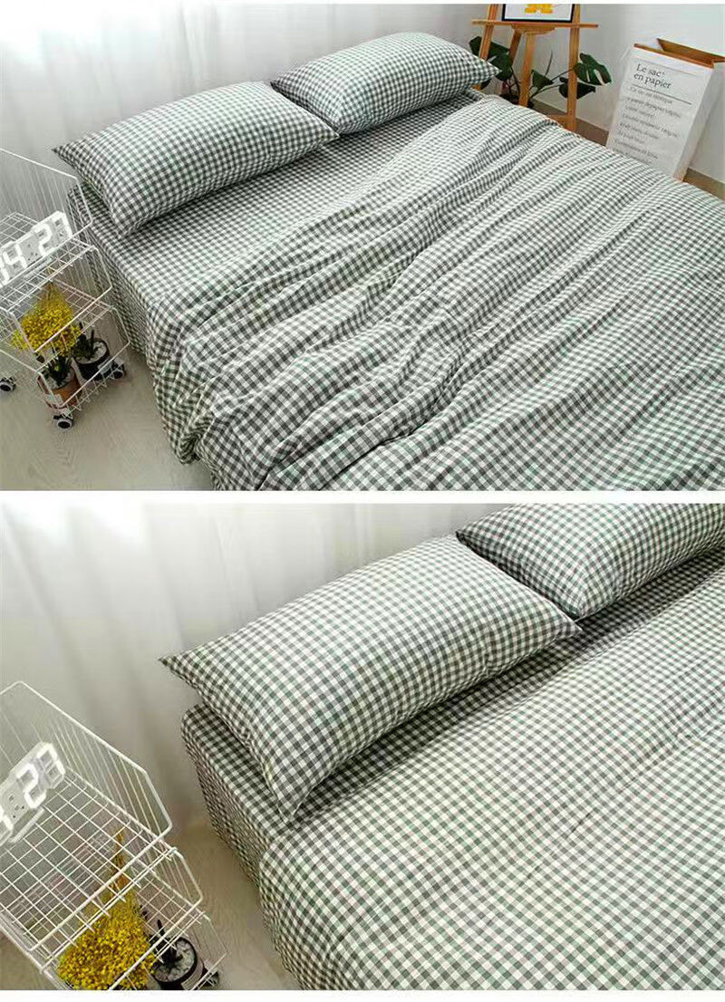 简约清爽格子床单亲肤面料学生宿舍单人寝室用水洗舒适家用铺床单子
