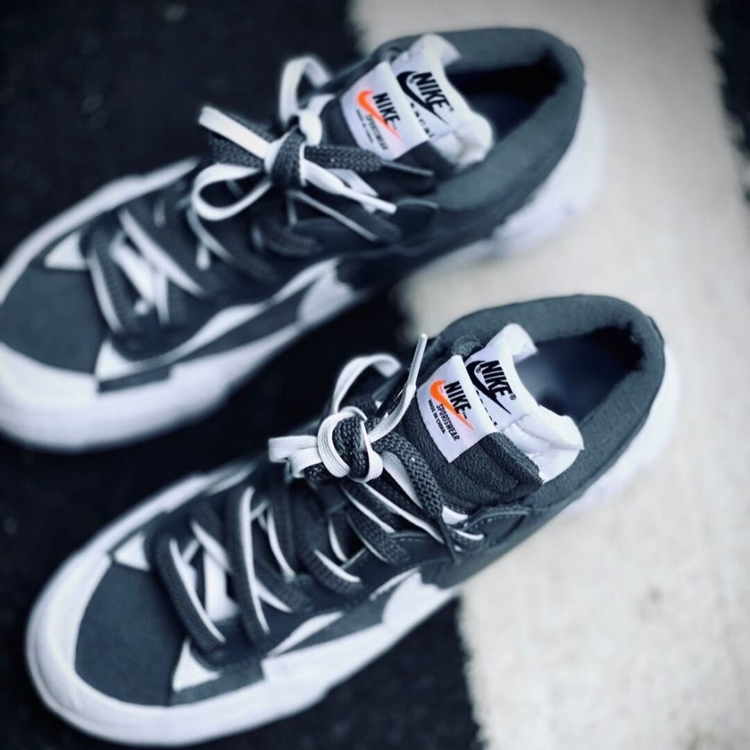 blazer开拓者低帮板鞋男女情侣sacai白灰绿白橙色酒红泼墨星空鞋sacai