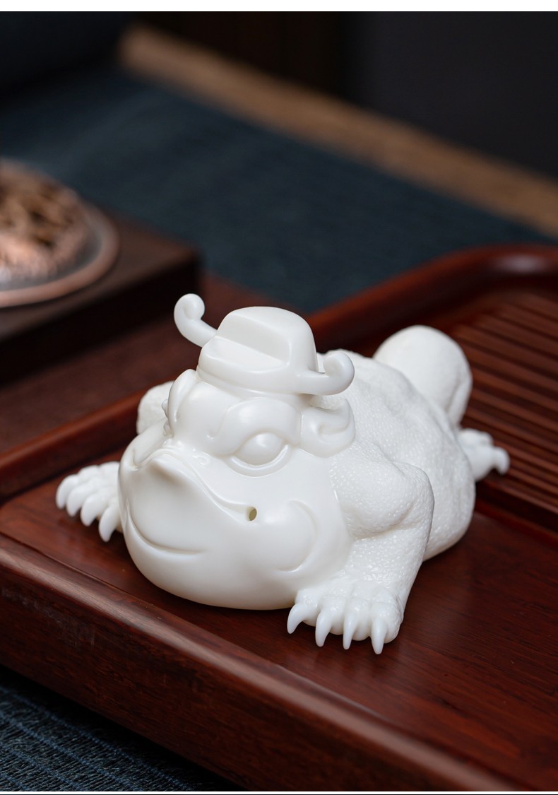 南北茶堂白瓷茶宠摆件新中式传统家居客厅摆件茶桌工艺品羊脂玉功夫