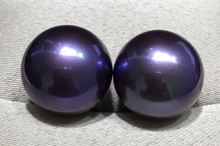 青鹊凰 10-15mm正圆无瑕爱迪生珍珠 妖紫深紫色混彩裸珠耳饰耳环吊坠
