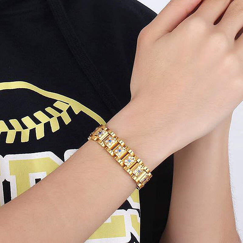 瑶诺佴高档时尚防辐射磁锗石镀金色手链男女款礼物镶钻抗疲劳健康首饰