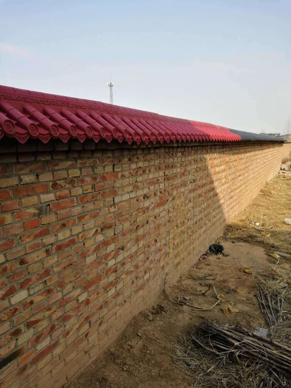 一体仿古双面围墙瓦墙头瓦树脂塑料瓦外墙院墙压顶瓦压帽瓦片1米正吻