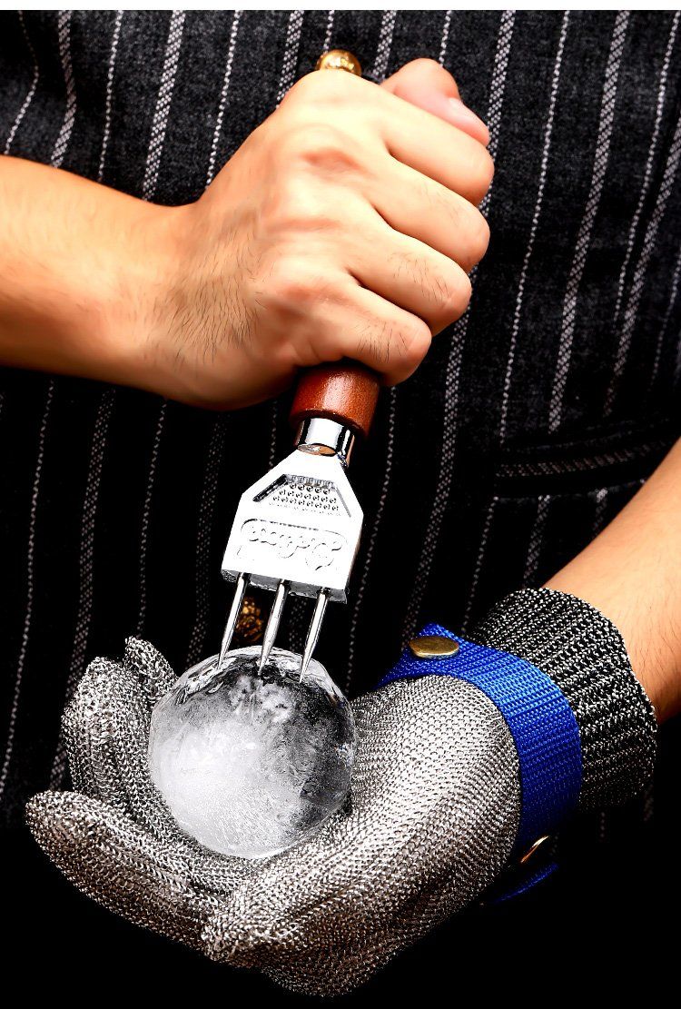 调酒师冰锥 三头锥调酒碎冰工具威士忌冰球 三叉戟酒吧破冰凿冰器 单