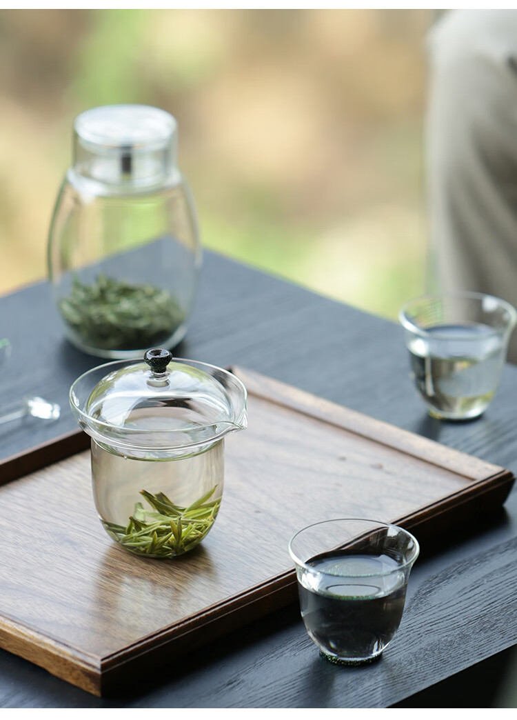 禾器玻璃盖碗禾器快泡杯手抓玻璃盖碗绿茶杯泡茶杯带过滤网简怡快泡杯