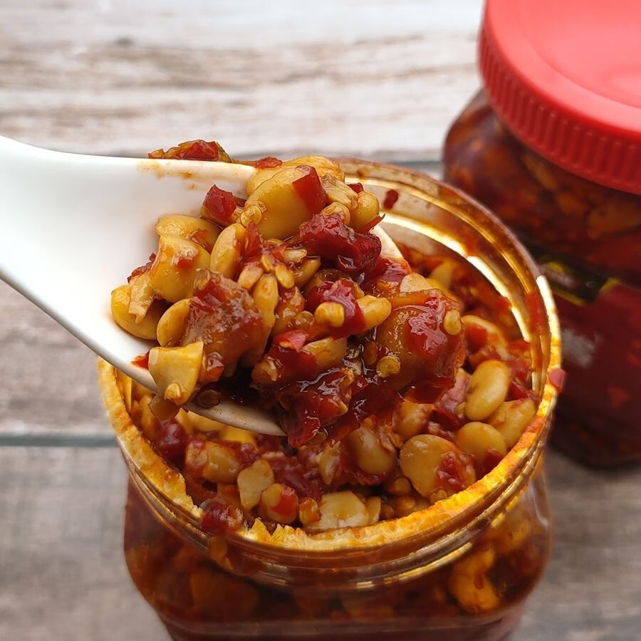 湖北特产荆州监利尺八辣椒酱辣椒酱豆瓣酱辣酱下饭菜1瓶400克