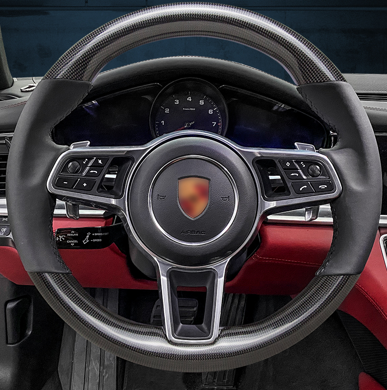 适用于保时捷卡宴碳纤维方向盘改装 macan帕拉梅拉718新老款升级 原厂