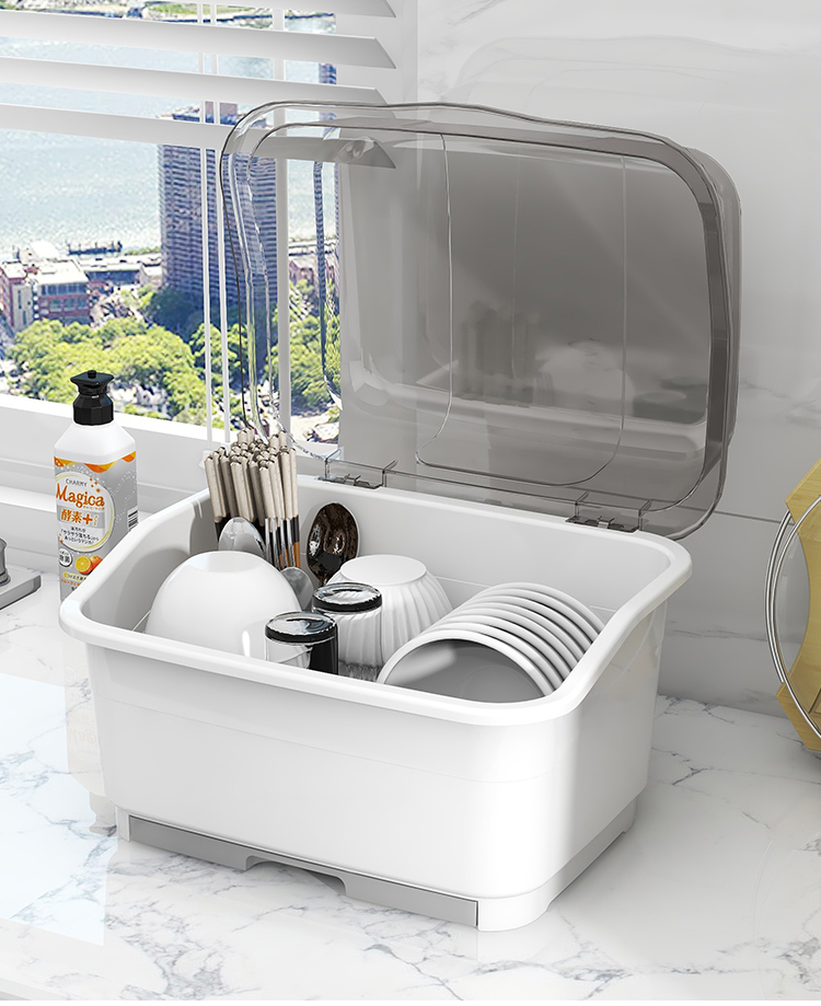 厨房沥水碗柜带盖放碗箱装碗碟碗筷餐具置物架家用小型碗盘收纳盒