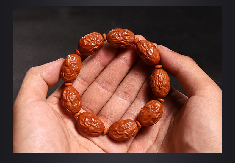 檀福匠橄榄核手串大枣核雕手链纯手工雕刻红枣早生贵子手链男女1723mm