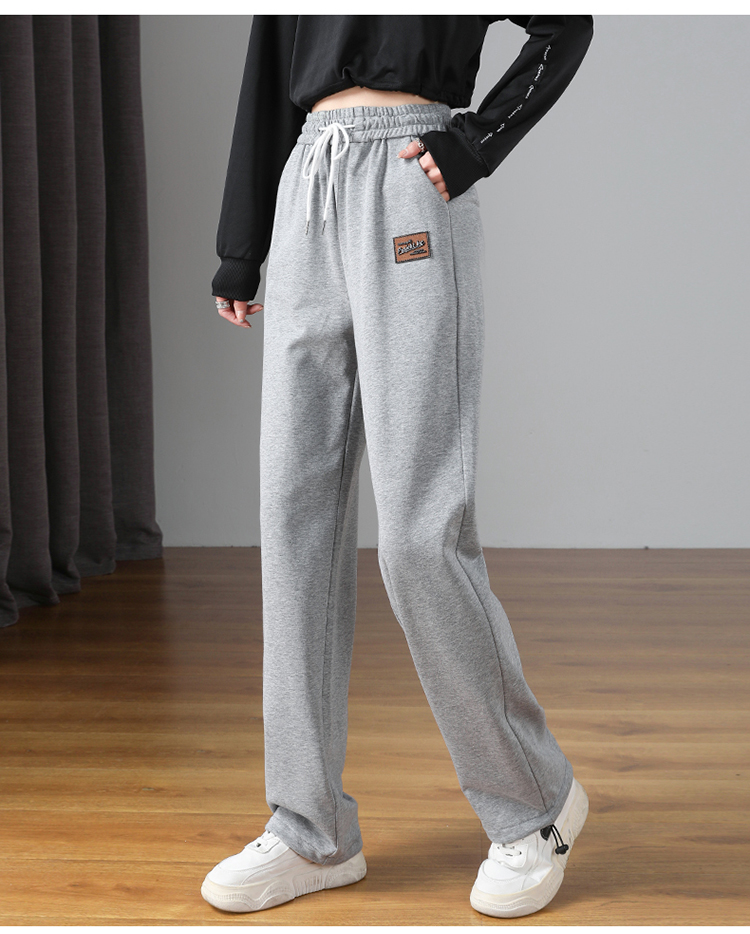 女生运动裤休闲时尚春季中学生宽松直筒裤加长初中女生休闲裤子高中